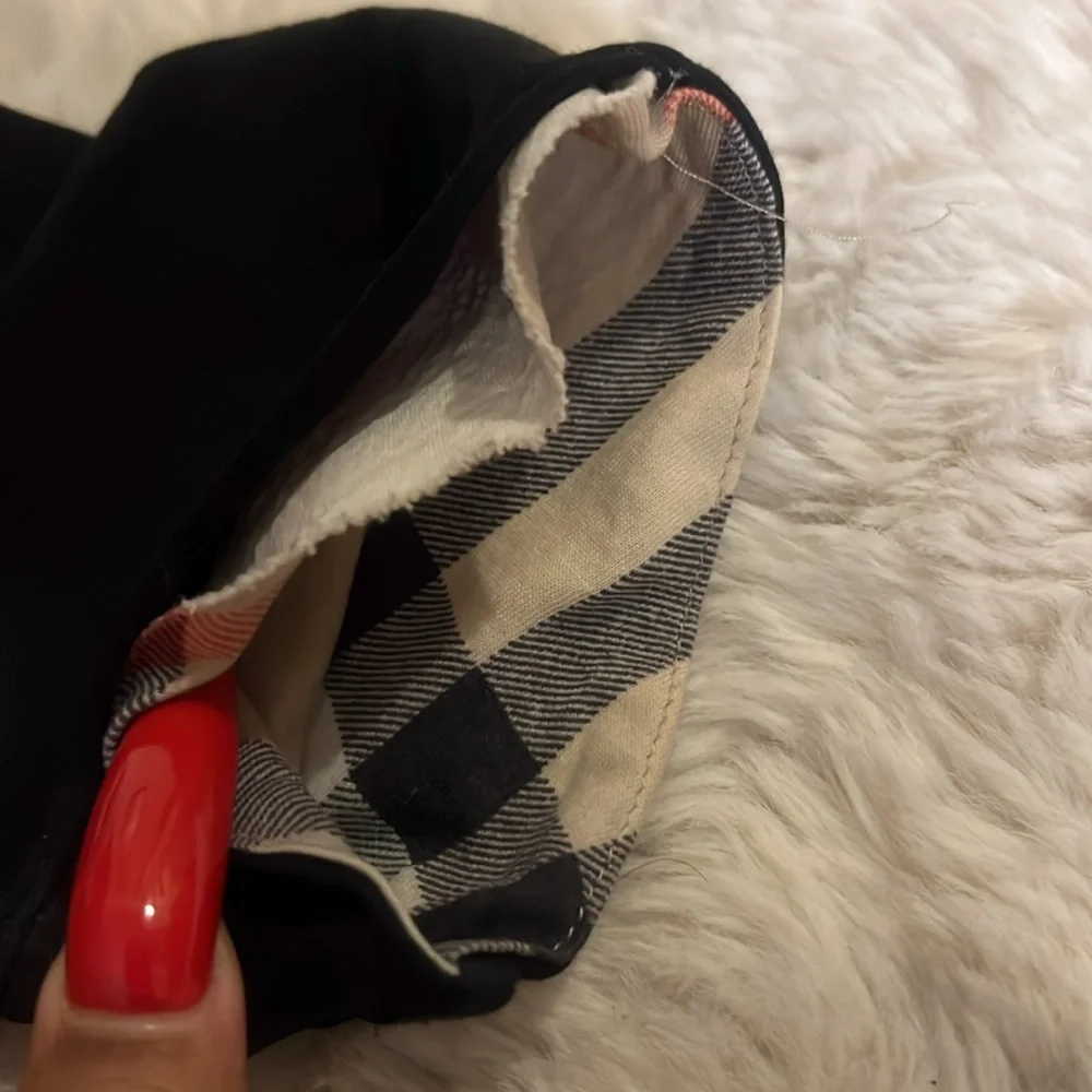 Authentic Burberry Cotton round-collar checked cuff T-shirt - Picture 3 of 9